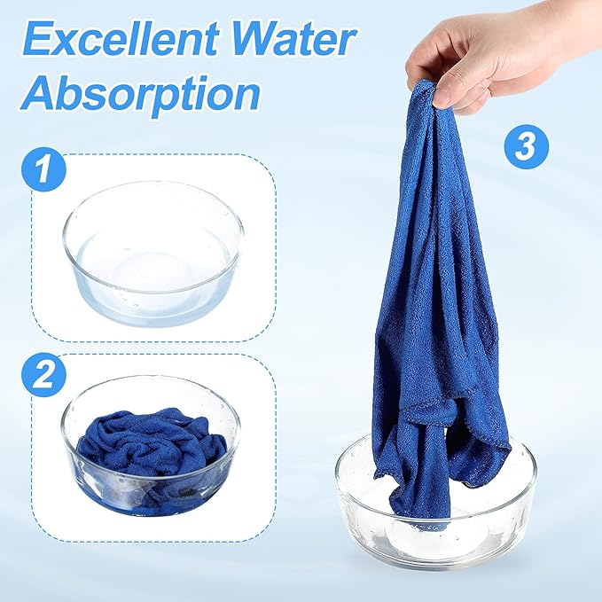 HARFINGTON 4 Pack Microfiber Cleaning Cloth, 24" x 16" Multi-Functional Cleaning Towels Reusable Absorbent Rags for Car Wash Kitchen Household Window Clean, Sapphire Blue