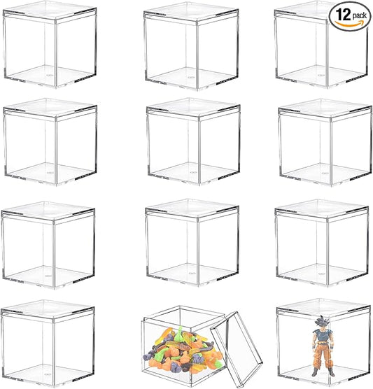 Acrylic Boxes Clear Square Cube Storage Box 3.5x3.5x3.5Inch Acrylic Box with Lid Display Case Small Acrylic Box Easter Candy Box Jewelry Boxes