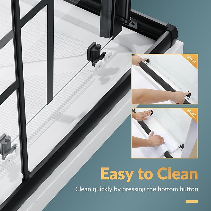 ELEGANT Framed Sliding Shower Enclosure 36 in. D x 36 in. W x 72 in. H, 2 Stationary Panels, 1/4'' Clear Glass Sliding Shower Doors, Black Brushed Nickel (Shower Base Not Included)