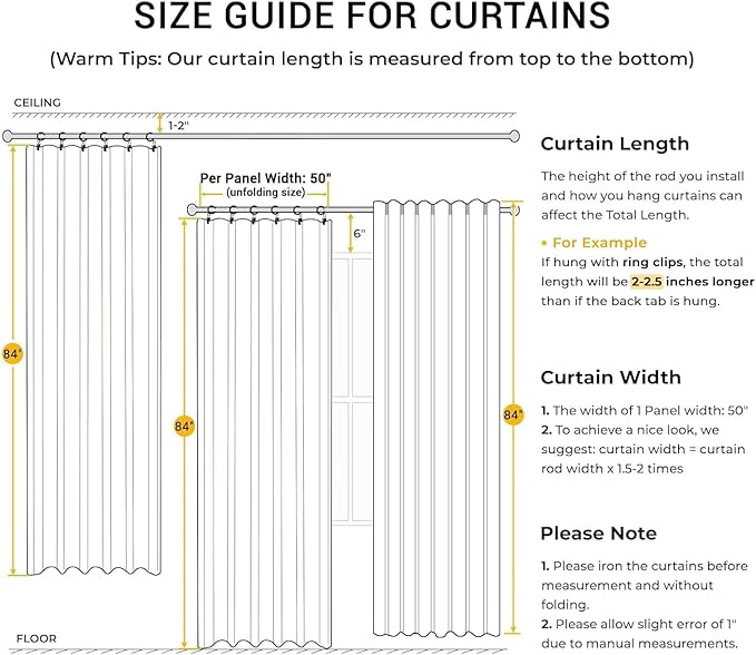 INOVADAY 100% Blackout Curtains for Bedroom, Black Out Curtains 90 Inch Long, Clip Rings Linen Blackout Drapes, Thermal Insulated Room Darkening for Living Room, 2 Panels - Sage,W50xL90