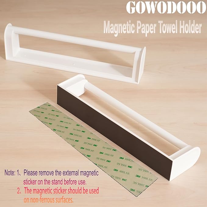 Magnetic Paper Towel Holder for Fridge,Toilet Paper Roll Holder Magnet Towel Rack Wall Mount Fridge Organizer for Paper Towels Rolls,Kitchen,Bathroom,Pantry,RV (White)
