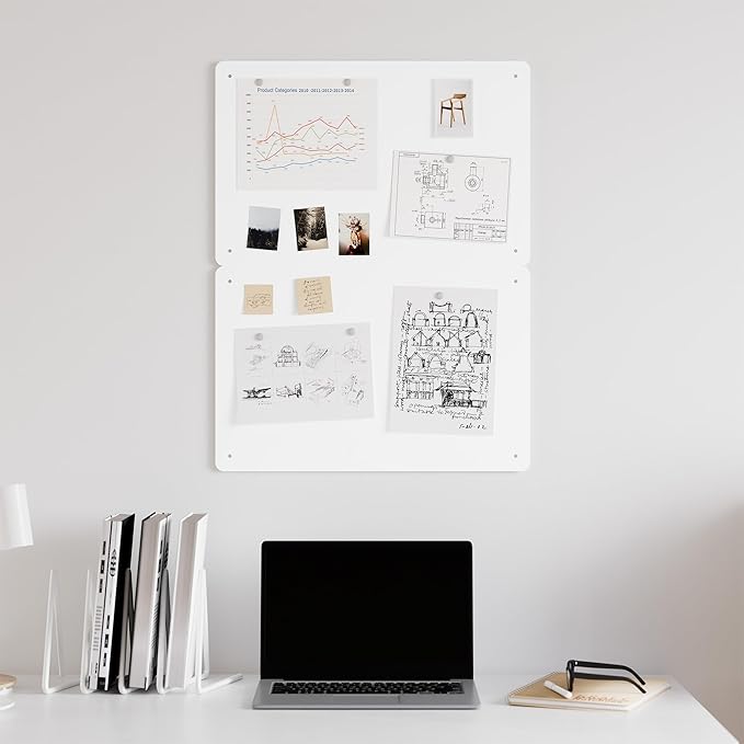 2 Pack Magnetic Board for Wall, 17.5" x 11.4" Magnet Bulletin Memo Board, Metal Sheets to Display Magnetic Letter Number Souvenir, Notes, Poetry, Photos, White