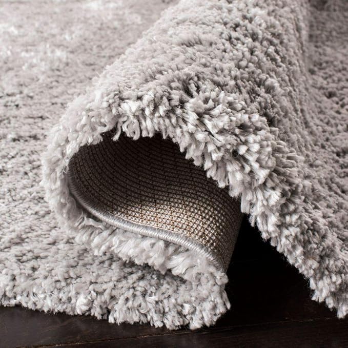 SAFAVIEH Fontana Shag Collection Runner Rug - 2'3" x 10', Grey, Solid Design, Non-Shedding & Easy Care, 2-inch Thick Ideal for High Traffic Areas in Living Room, Bedroom (FNT800F)