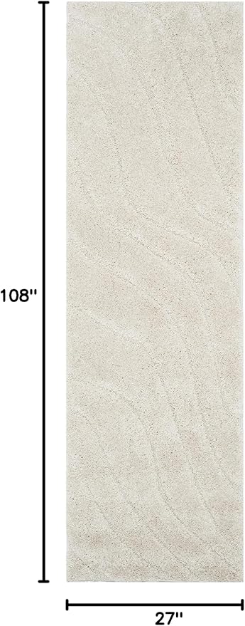SAFAVIEH Florida Shag Collection Runner Rug - 2'3" x 9', Creme & Creme, Non-Shedding & Easy Care, 1.2-inch Thick Ideal for High Traffic Areas in Living Room, Bedroom (SG472-1111)
