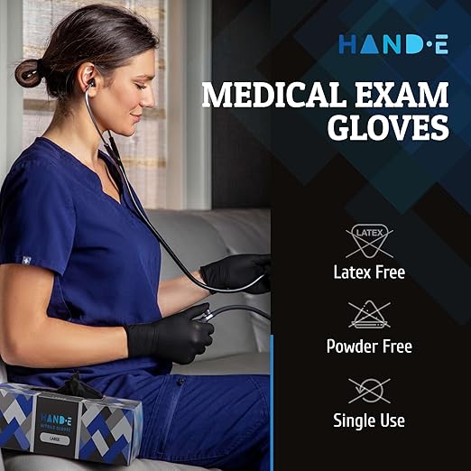 Black Nitrile Medical Gloves Disposable Small - 200 Count - Latex Free, Extra Thick 5 Mil Surgical Medical Exam Gloves, Powder Free