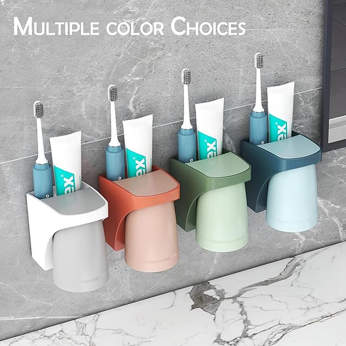 Magnetic Cup Toothbrush Holder for Bathroom,Wall Mounted Drill-Free Electric Toothbrushes Storage Organizer Space Saving, for Waterpik Oral-B, Family Father Mother and Son/Daughter (Rosepink)