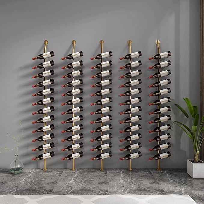 Wine Rack Wall Mounted, 72.8in High Metal Wine Bottle Holder for 12 Bottles, Kitchen Organization and Wine Storage for Commercial Restaurants Pantry Bar Wine Cellar (Black, Three rows-36 Bottles)
