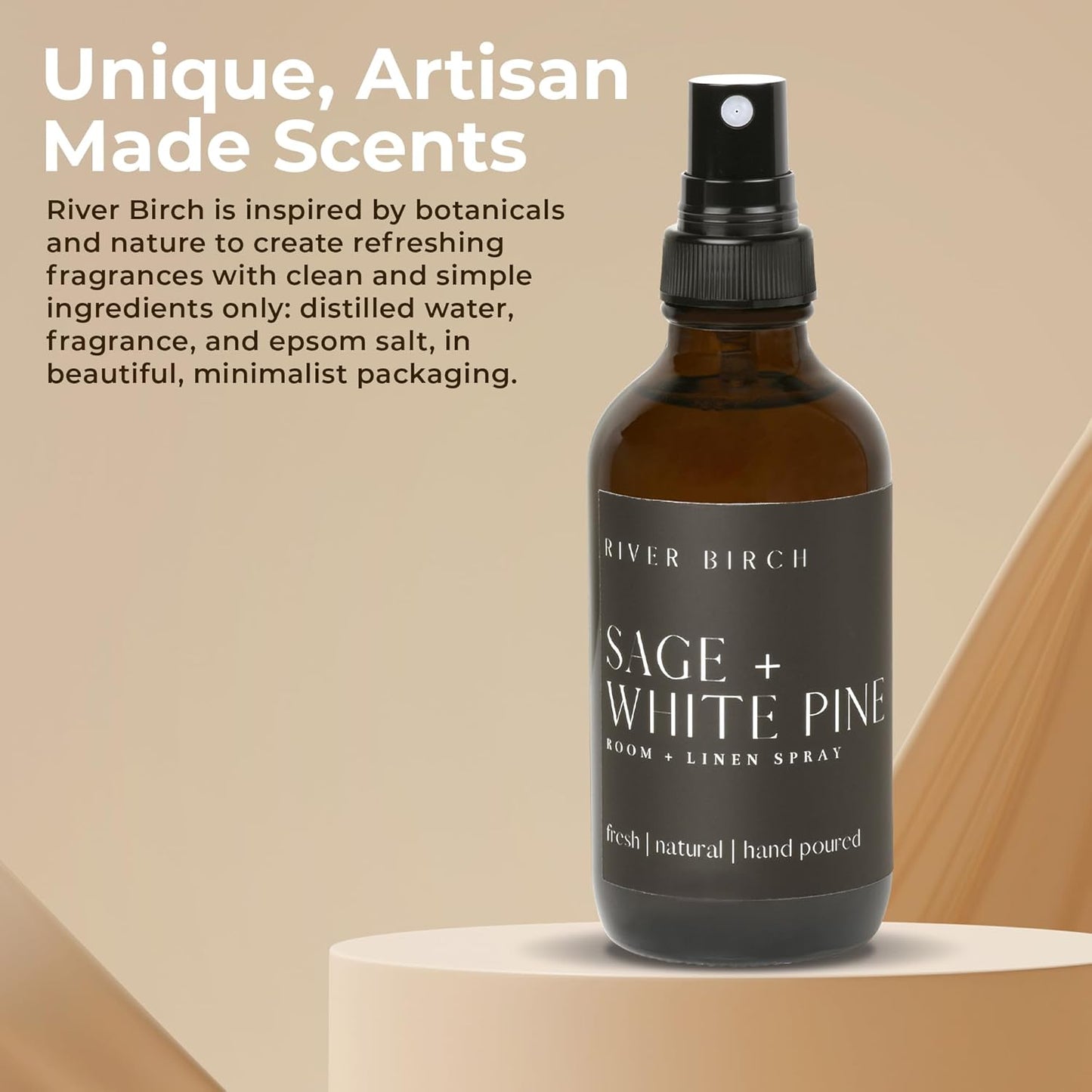 Luxury Linen & Room Spray — Sage + White Pine, Handmade, 4oz Amber Glass