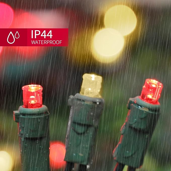 LAMPHOME Red Warm Valentine's String Lights Indoor Outdoor Waterproof,Expandable 21.6 Ft 100 LED Christmas Fairy Light Valentine's Day Garland Party Patio Bedroom Xmas Tree Galentine's Day Decoration