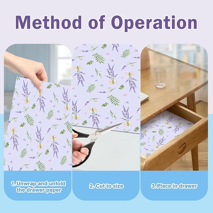 SCENTORINI Scented Drawer Liners for Dresser,6 Lavender + 6 Baby Powder Scent Drawer Paper Liners, Paper Sheets Liner 14.3x19.5 Inch, for Fragrant Home Shelf Closet Bedroom Drawer