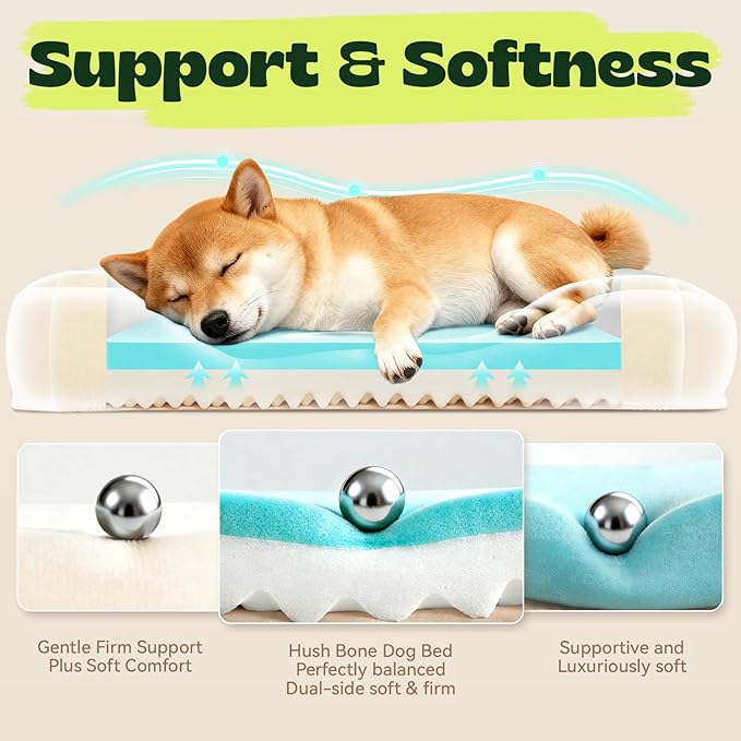 Cooling Dog Beds for Medium Large Dogs with Removable Washable Covers,Rectangle Orthopedic Sofa Bed with Cool Gel Memory Foam and Egg Crate Foam Waterproof fit Old Large Sized Pets