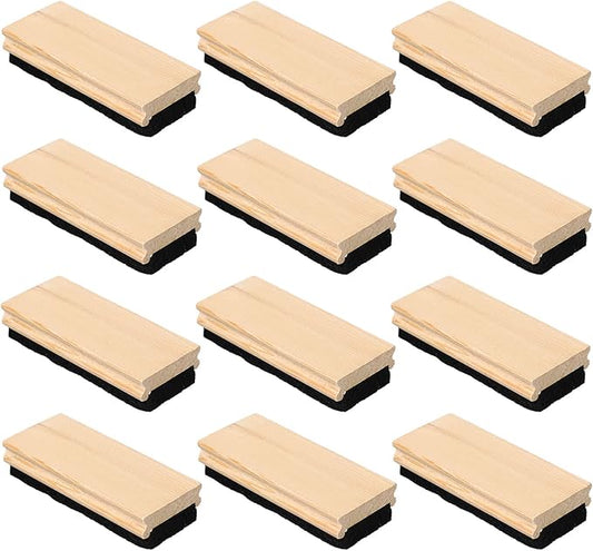 Felt Campus Style Erasers, Cleaner Dusters Felt Chalkboard Eraser for Kids Wood Chalk Eraser for Chalkboard Cleaners Dusters for Markers White Black Boards Paint School Students Teachers (12)
