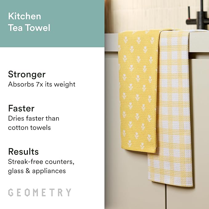 Tea Towels – Spring & Summer Collection – Quick-Dry, Ultra-Absorbent, Reusable Microfiber Kitchen Towels for Drying & Cleaning - Sunbeam - 2 Pack