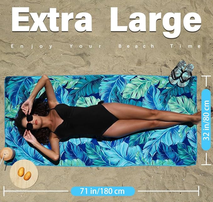 4 Pack Microfiber Lightweight Beach Towel Sand Free Quick Dry Absorbent Thin Compact Towels for Swimming Pool Camping Beach Accessories Large Easy Pack Travel Things for Vacation Essentials Gift
