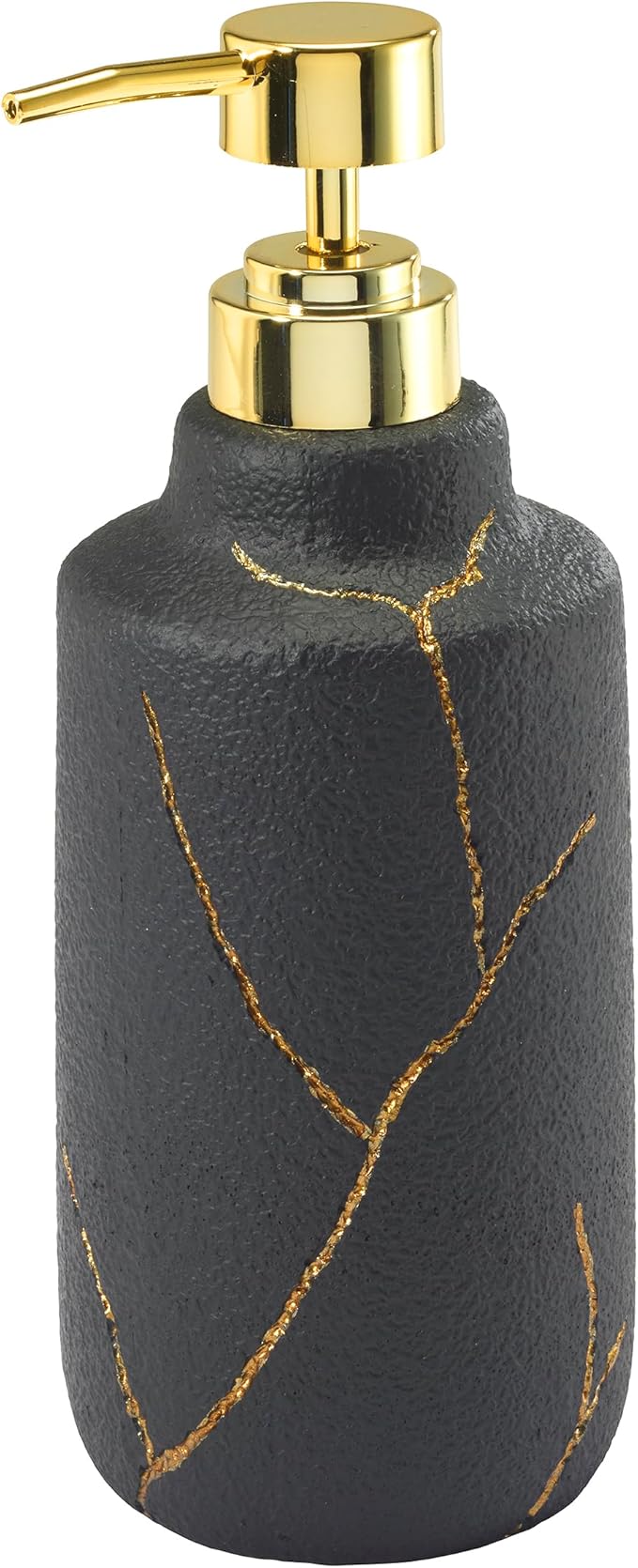Nicole Miller - Bathroom Set, 3pc Resin Countertop Accessories, Dorm Room Essentials (Sydney Collection, Black/Gold)