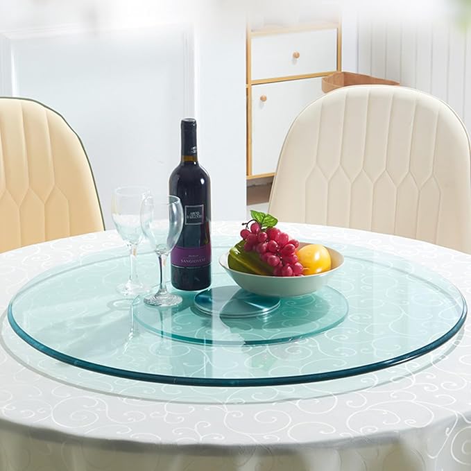 Glass Lazy Susan,31" Glass Lazy Susan for Dining Table Large Round Serving Plate Turntable (31in)