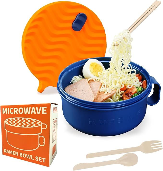 Ramen Cooker,Microwave Ramen Bowl,Ramen Noodle Bowl 48 oz, College Dorm Room Essentials for Girls for Boys, Apartment Essentials, BPA-Free. (orange)
