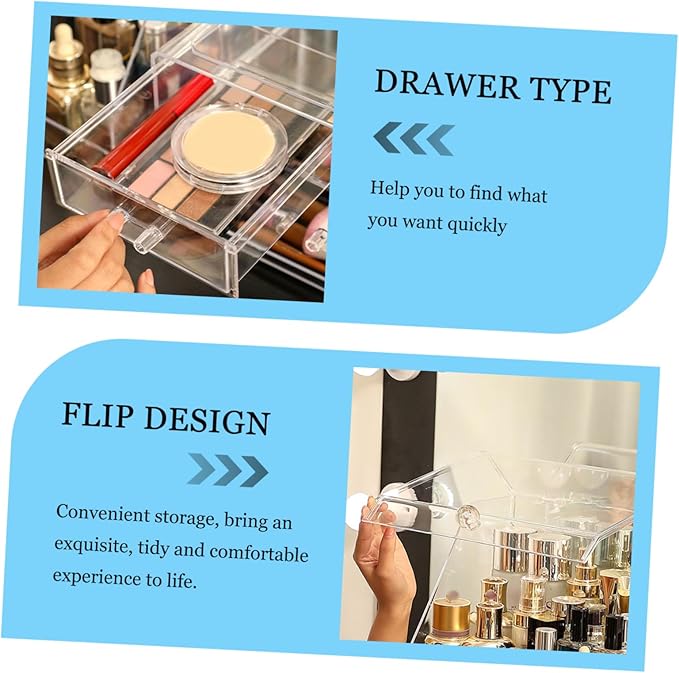 PartyKindom Cosmetic Box Lid Acrylic Desktop Organizer Storage Bin Lid Space-saving Tidy Desktop Stylish
