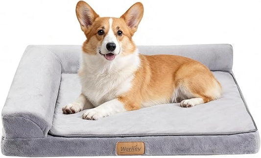 Dog Bed Medium Size Dog, Orthopedic Dog Bed for Medium Dogs, Waterproof Memory Foam Pet Bed, Dog Couch Sofa with Washable Removable Cover, Grey - 27.95x23.2x6.3in