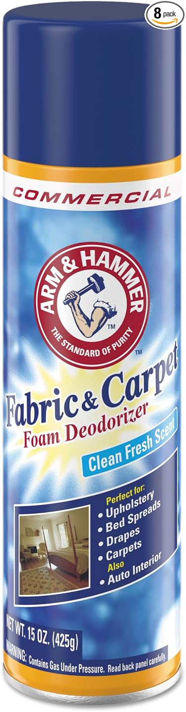 Fabric and Carpet Foam Deodorizer Professional, Aerosol, Fresh Scent, 15 fl oz (Case of 8)
