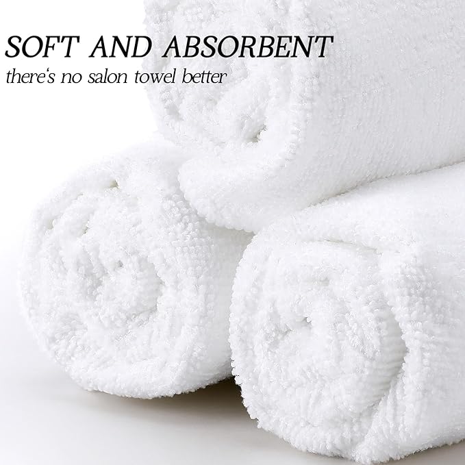26 Pcs Salon Bleach Proof Towels Highly Absorbent Hair Towels Hand Facial Cloths Bleach Resistant for Salon Barber Spa Beauty Bath Hair Stylist(White,18 x 30 Inch,Classic)
