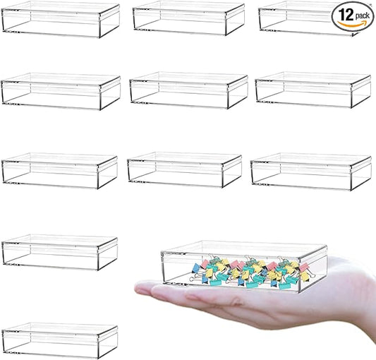 KissYou Acrylic Box Clear Boxes with Lid Small Rectangle Display Boxes Wedding Easter Party Favor Jewelry Storage Box for Decoration