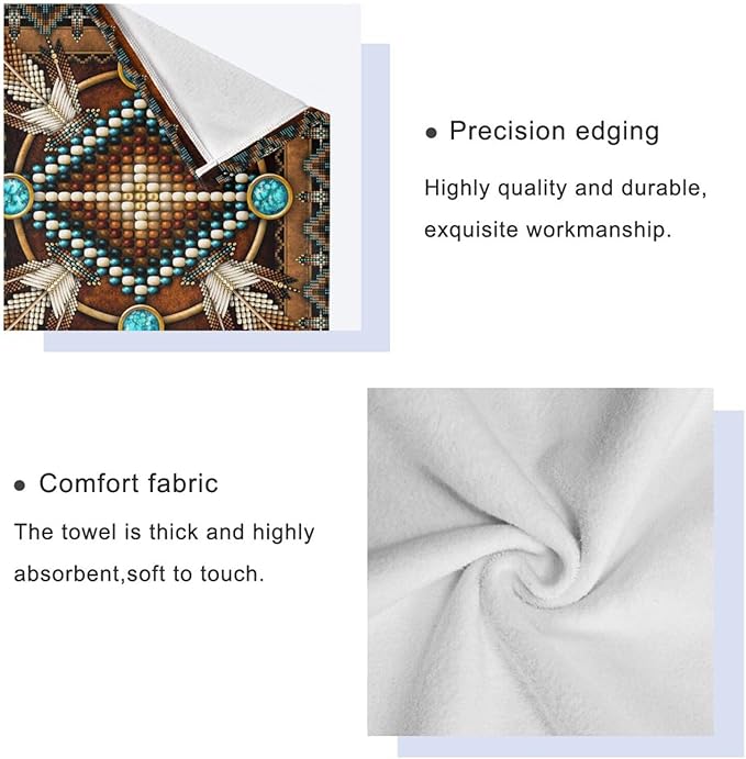 Southwetern Native American Style Bath Towels Set,Absorbent Soft 3 Piece Western Tribal Navajo Aztec Towels for Bathroom,1 Bath Towel 1 Hand Towel 1 Washcloth,Decoractive Guest Bathroom Towels