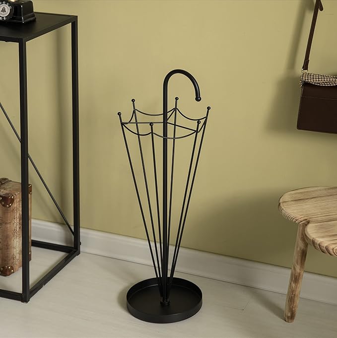 Vintiquewise Black Umbrella Holder for Entryway, Creative Umbrella Stand Indoor Outdoor, Floor Standing Umbrella Rack, Cane Stand