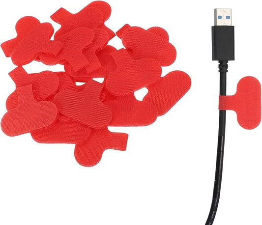 uxcell Cable Labels, 20Pcs Waterproof Cable Tag Writable Wire Labels Self-Adhesive Wire Tags Reusable Hook & Loop for Electronics Computer Cord Management Identification, Red