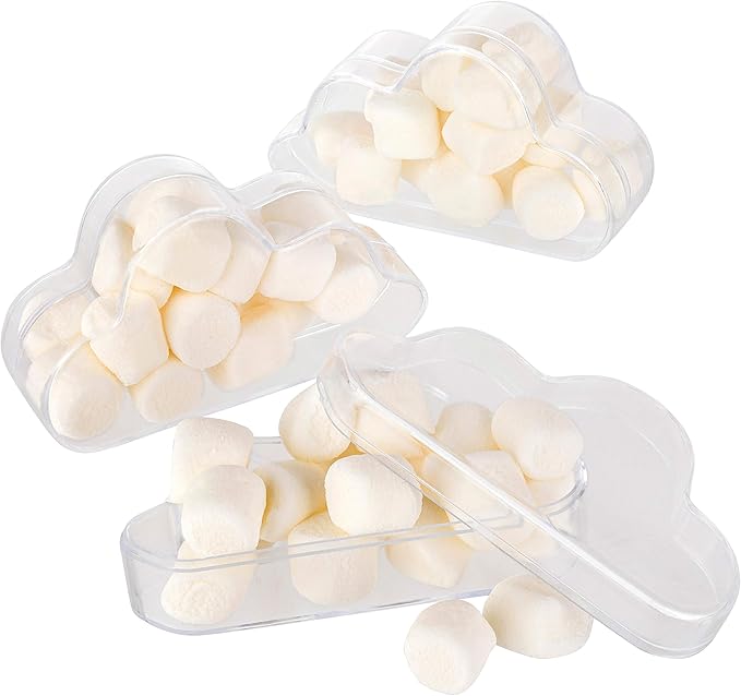 Hammont Cloud Shaped Acrylic Candy Boxes - 12 Pack - 3.07"x1.77"x0.98" - Perfect for Weddings, Birthdays, Party Favors and Gifts | Designer Cute Clear Lucite Plastic Treat Containers