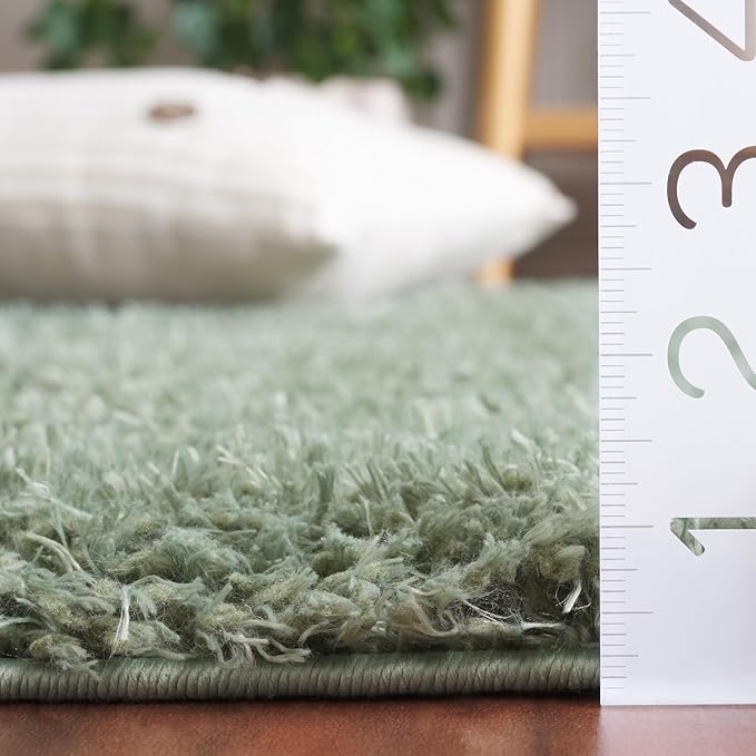 SAFAVIEH Lindsay Shag Collection Area Rug - 6' x 9', Green, 1.8-inch Thick, Ideal for Living Room, Bedroom, Home Office, Dining Space (LNS560Y-6)