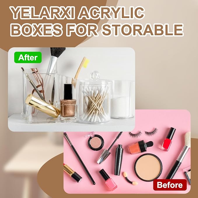 Acrylic Box with Lid, 3.94 x 3.94 x 2.95 in Acrylic Display Case Plastic Square Cube Container Storage Holder Stackable Bins for Cosmetic Collectible Candy Jewelry(2 Pack, Clear)