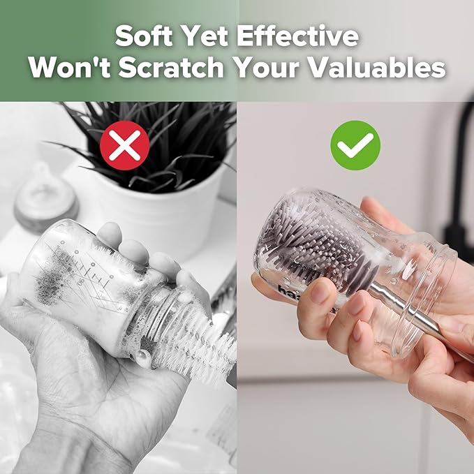 Silicone Cleaning Brush - Baby Bottle Brush Cleaner for Breast Pump,Nipple,Breast Milk Storage Bag - Food Grade Silicone - 1 Count - Grey