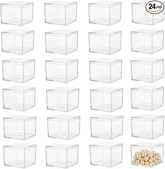 KissYou Small Acrylic Box Clear Boxes with Lid Acrylic Square Cube for Display Jewelry Storage Contanier Easter Party Decorative Box