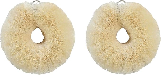 Kamenoko Tawashi - Sisal Hemp Scrubbers - Set of 2 - Soft - White - Small - Ideal for Cleaning Delicate Coated Pans and Pots - Made in Japan