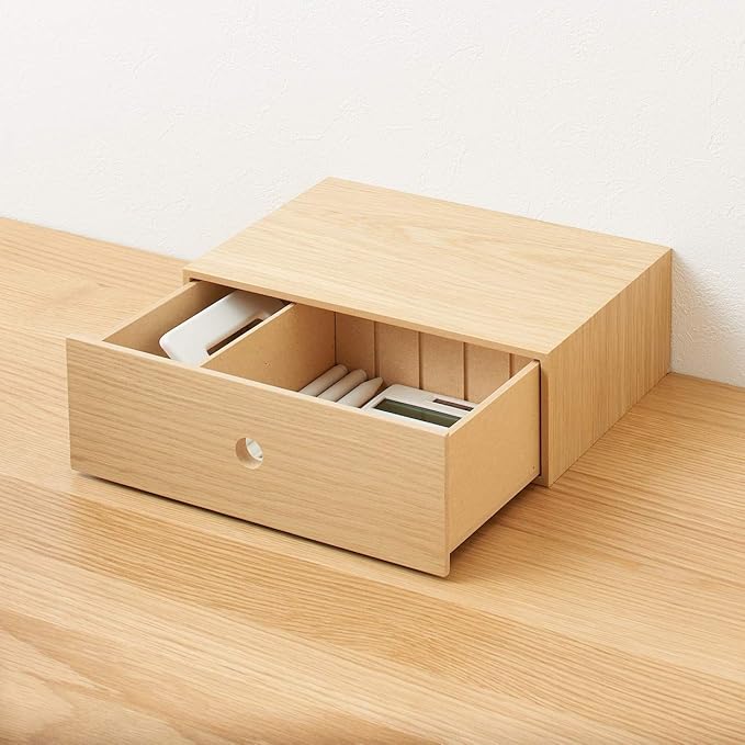 MUJI 82603316 Wooden Accessory Storage, 1 Tier, Approx. Width 9.9 x Depth 6.7 x Height 3.3 inches (25.2 x 17 x 8.4 cm)