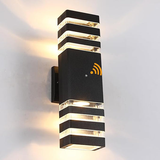 Dusk to Dawn Outdoor Wall Lights 1 Pack, IP65 Waterproof Modern Exterior Light Fixture, 3000K Warm White 3-Layer Up and Down Outdoor Wall Sconce for House Front Porch Garage