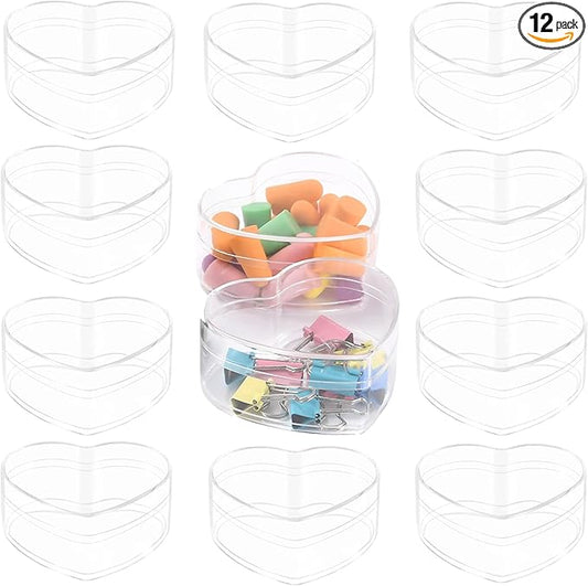 KissYou Acrylic Box Easter Party Favor Clear Heart Box with Lid Small Bridesmaid Proposal Ring Holder Heart-shaped Candy Jewelry Storage Display Boxes