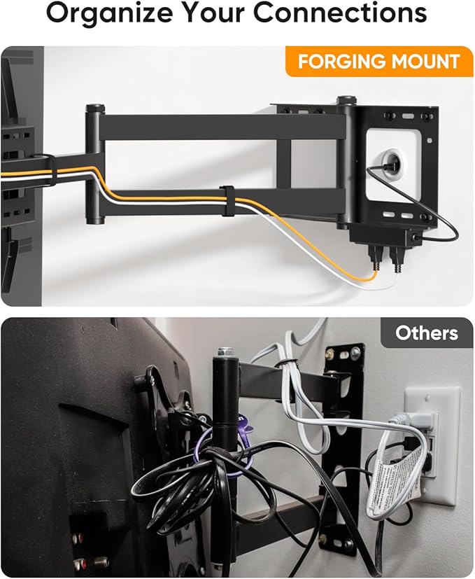 FORGING MOUNT Long Arm TV Wall Mount for 42-80 inch TVs, 43" Extension Full Motion TV Mount with Articulating Arm Swivel,Tilt and Level Adjustment, MAX VESA 600x400mm, Holds up to 110 lbs