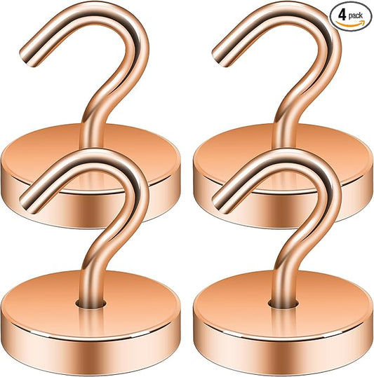 Neosmuk Magnetic Hooks, Cruise Ship Essentials, 120lb+ Heavy Duty Magnetic Hooks for Cruise Cabins, Refrigerator, Grill, Hanging, and Travel | Extra Strong Must-Haves Magnet Hook,Bronze