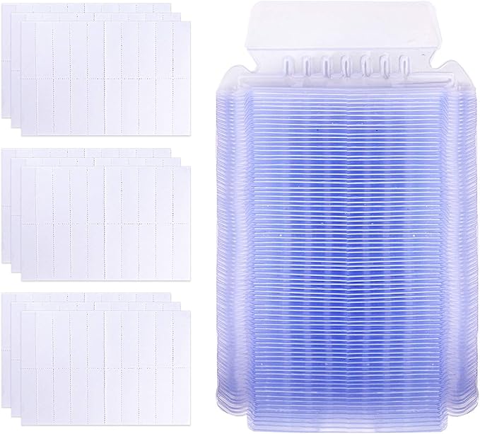hupos File Folder Tabs, 100+200 Sets Hanging File Folder Tabs with Inserts for Hanging Folders, 2 Inch Clear Plastic Hanging File Tabs for Quick Identification