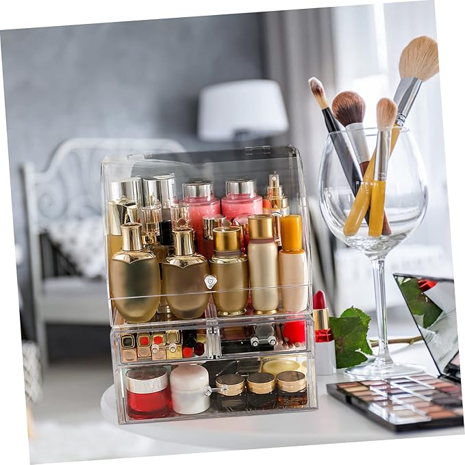 Cosmetic Organizing Holder Desktop Storage Case Makeup Storage Box Acrylic Makeup Case Lid