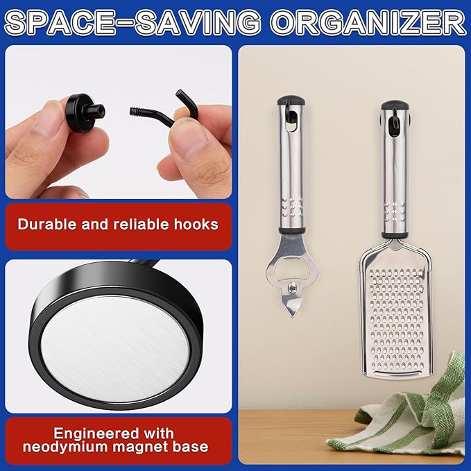 Black Magnetic Hooks, 40 Pack Magnetic Hooks for Cruise Cabins, 25lbs Magnet Hooks, Strong Magnetic Hook Heavy Duty, Magnets with Hooks, Metal Magnetic Hook for Hanging, Refrigerator