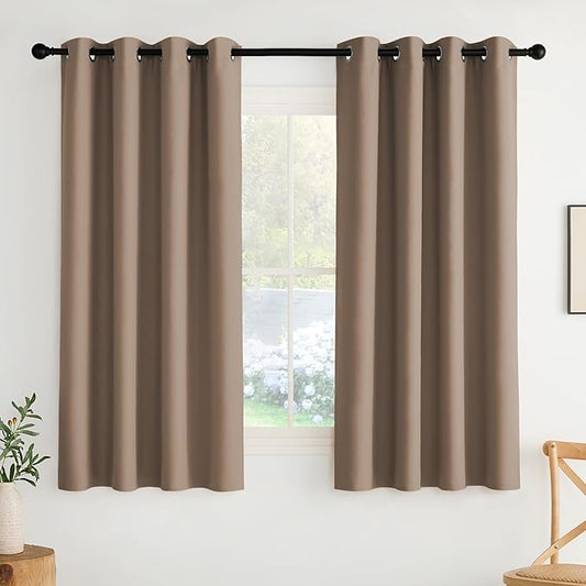 NICETOWN Room Darkening Draperies Curtains Panels, 2 Panels Cappuccino W52 x L63