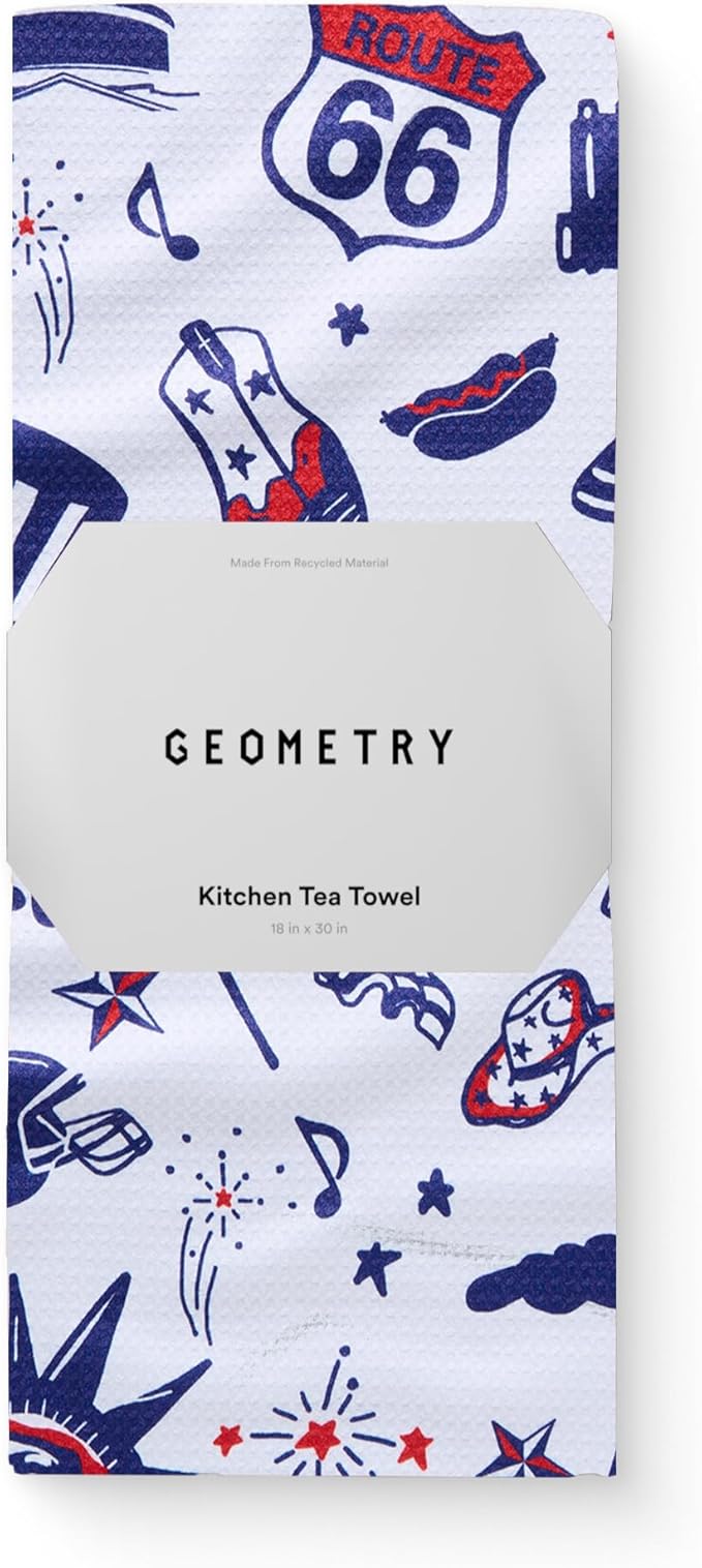 Kitchen Tea Towel - Quick Dry Microfiber Cloth Dish Towels for Kitchen Drying - Premium Quick Dry Towel (USA Party, 1-Pack)