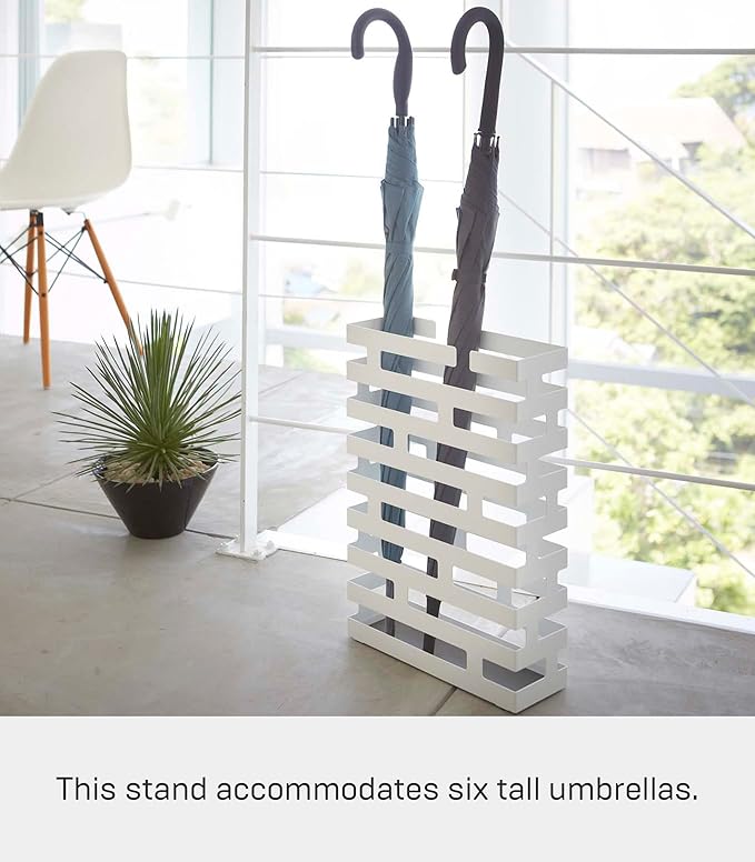 YAMAZAKI Home Brick Umbrella Stand - Storage For Umbrellas & Walking Canes - Steel - Holds 8 Umbrellas