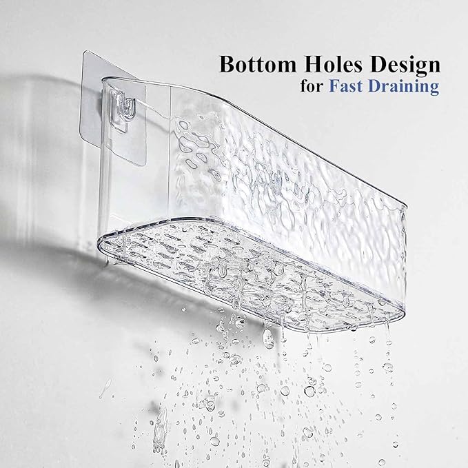 Bath Toy Storage Organizer, Bathtub Toy Storage Holder, Large Capacity Wall Mounted Shower Caddy Shower Organizer, No Drill Shelves Basket, Wave, 2 Pack