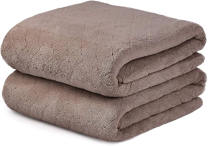 Microfiber Bath Towels, Oversized, Ultra Soft, Super Absorbent and Fast Drying, No Fading Large Bathroom Towel Set for Sport, Travel, Fitness (Coral Fleece - Chocolate, 30 in x 60 in)