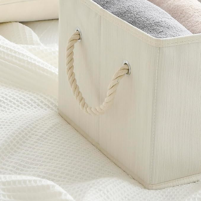 2 Pack Large Storage Baskets for Shelves | Fabric Closet Organizers and Storage Bins with Handles Home Organization | Decorative Collapsible Baskets for Organizing Clothes 14.7"x 10.24"x 8.27"
