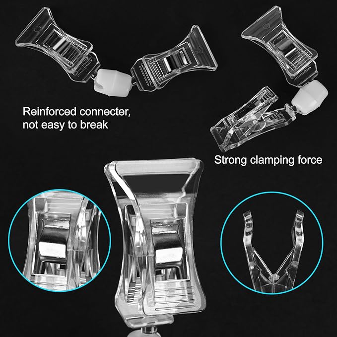 Clear Sign Clips on Merchandise Display 50 Pack Plastic Label Pop Clips on Sign Holder Shelf Double Sided Swivel Price Tag Clips on Clothing Rack Signs Rotatable Menu Clips for Sale Retail Display